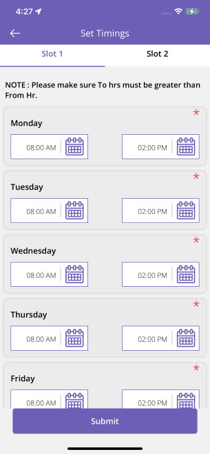 set timings