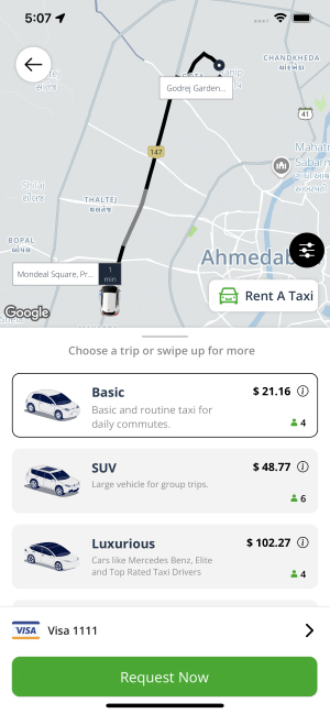 taxi booking request